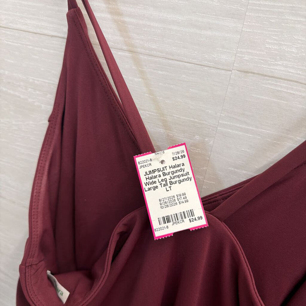 Halara Burgundy Wide Leg Jumpsuit Large Tall