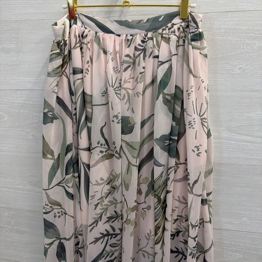 by egreis Cream/ Green Print Maxi Skirt Large