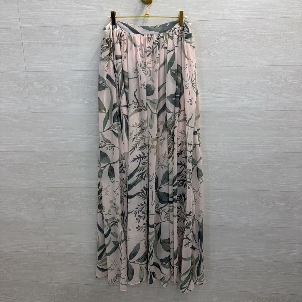 by egreis Cream/ Green Print Maxi Skirt Large