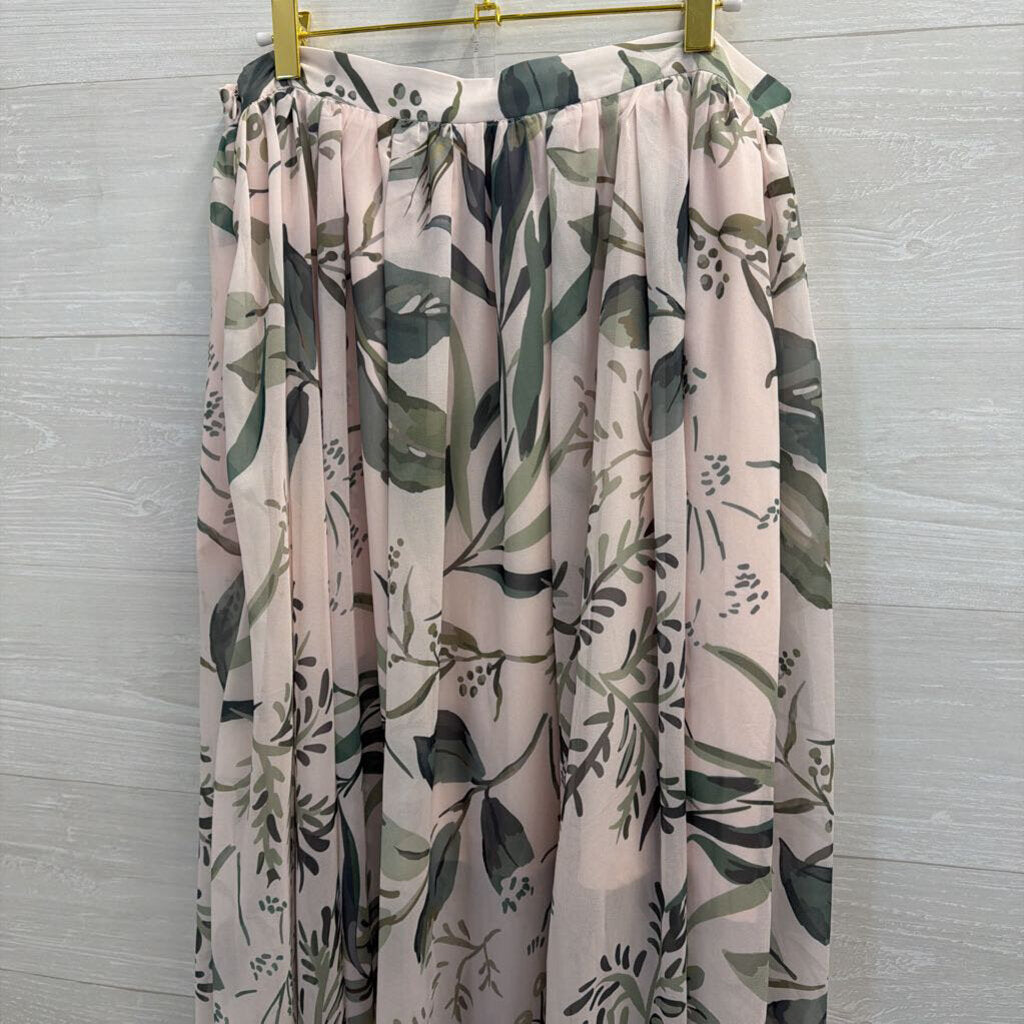 by egreis Cream/ Green Print Maxi Skirt Large