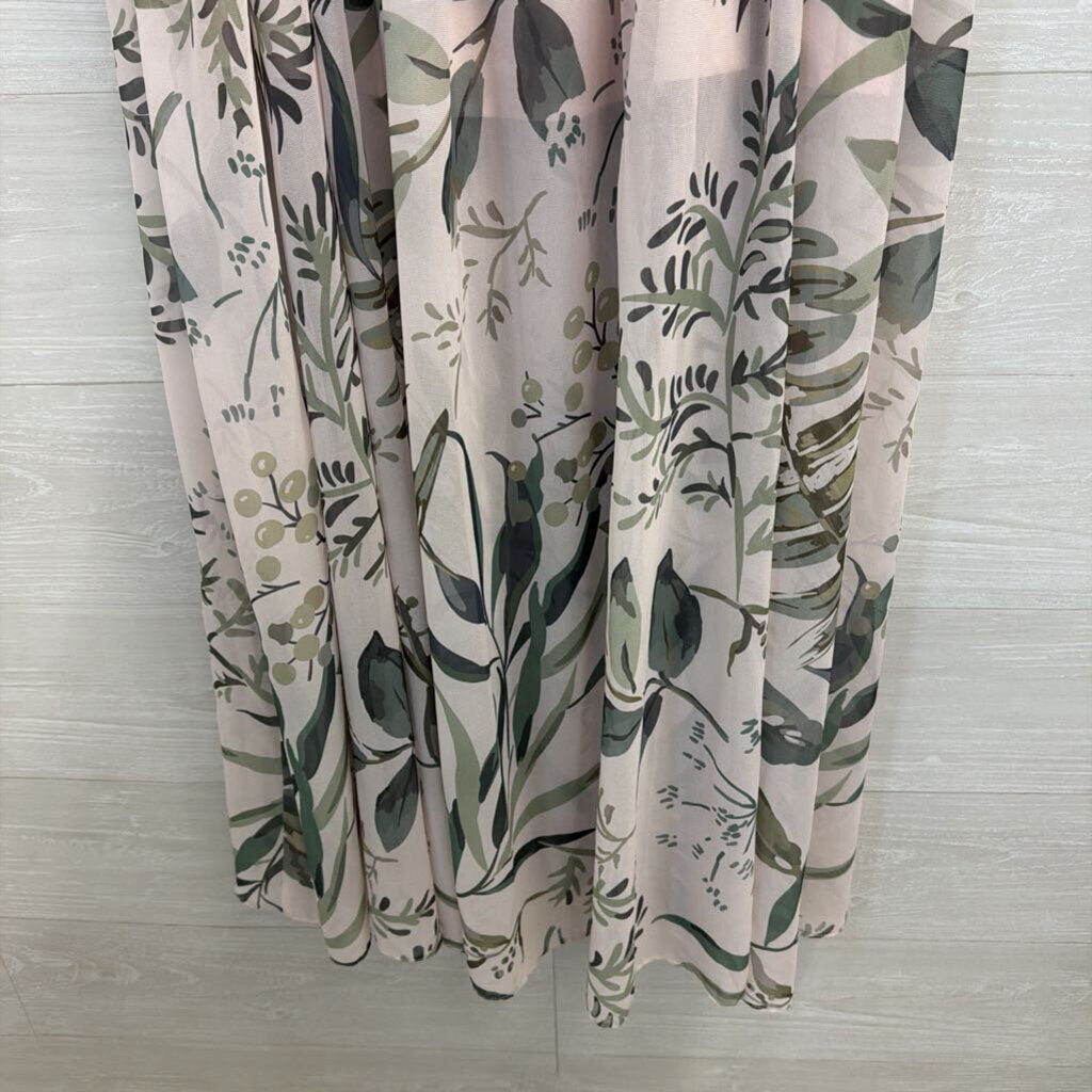 by egreis Cream/ Green Print Maxi Skirt Large