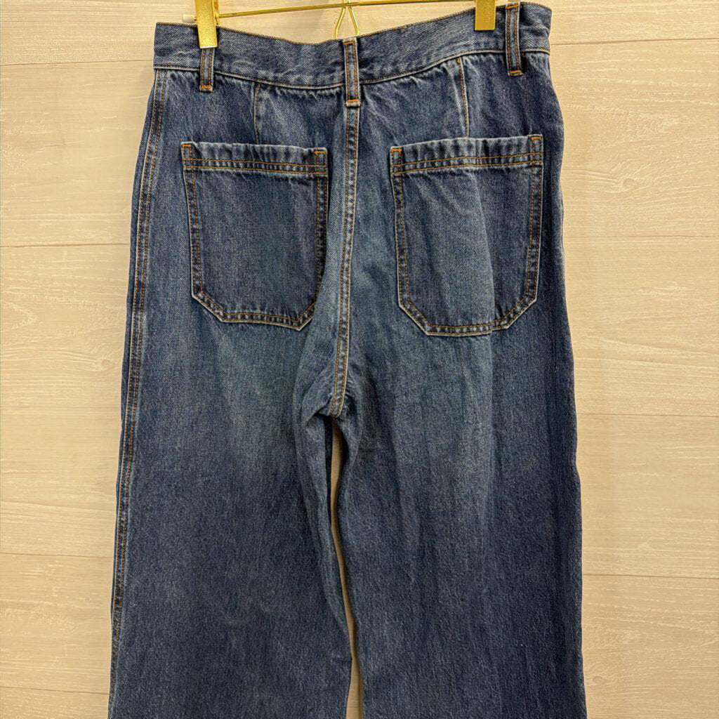 G Dark Wash Front Pocket Wide Leg Flare Jeans 28