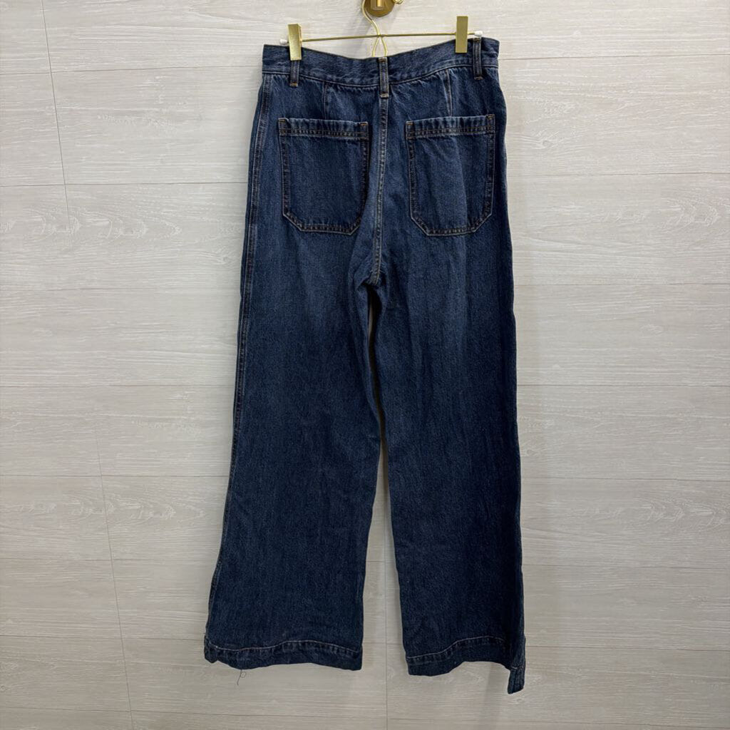 G Dark Wash Front Pocket Wide Leg Flare Jeans 28