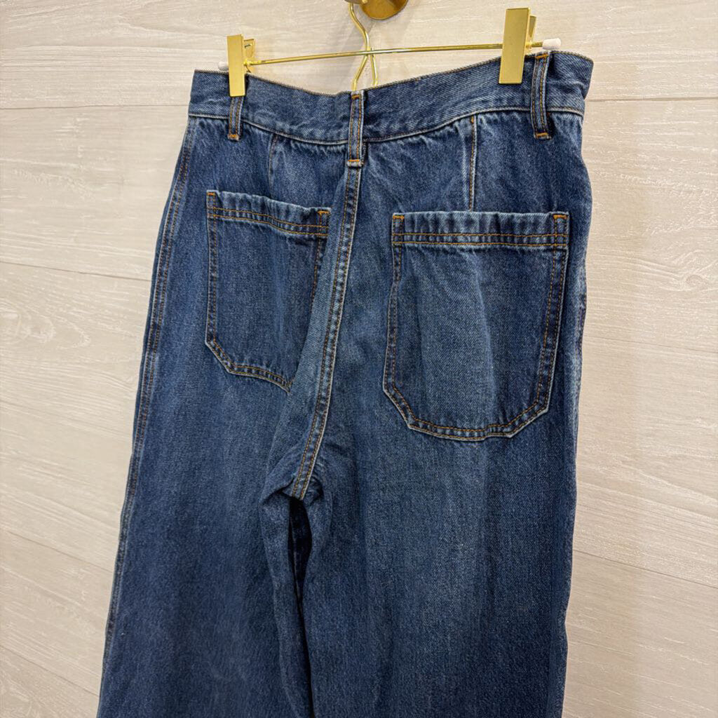 G Dark Wash Front Pocket Wide Leg Flare Jeans 28