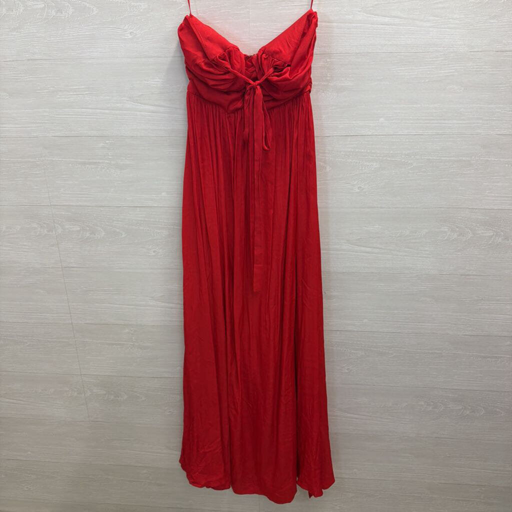 LuLus Red Strapless Maxi Dress Small