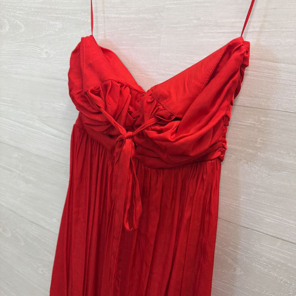 LuLus Red Strapless Maxi Dress Small