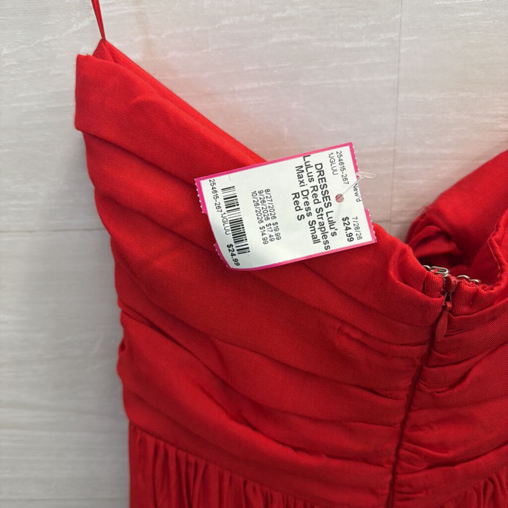 LuLus Red Strapless Maxi Dress Small