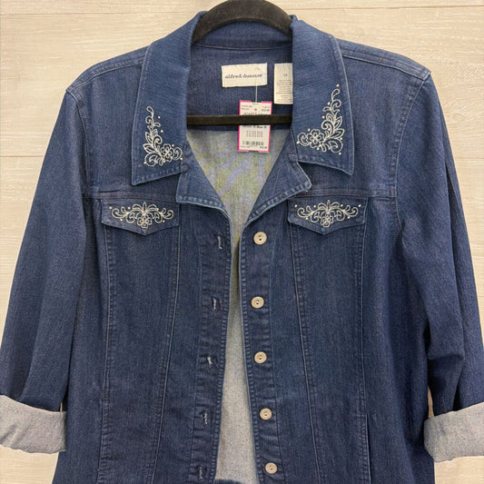 Alfred Dunner Dark Wash Embroidered Denim Jacket 10