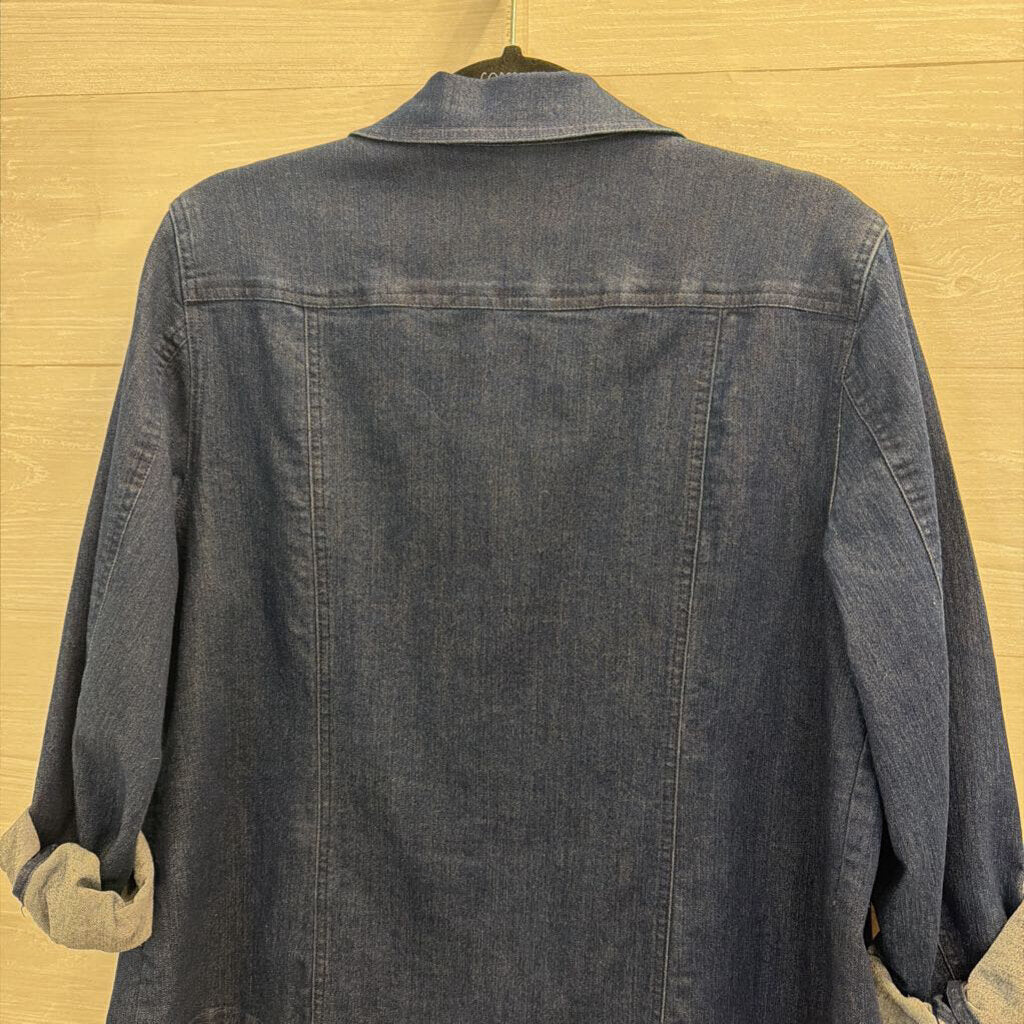 Alfred Dunner Dark Wash Embroidered Denim Jacket 10