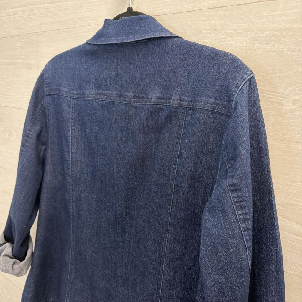 Alfred Dunner Dark Wash Embroidered Denim Jacket 10