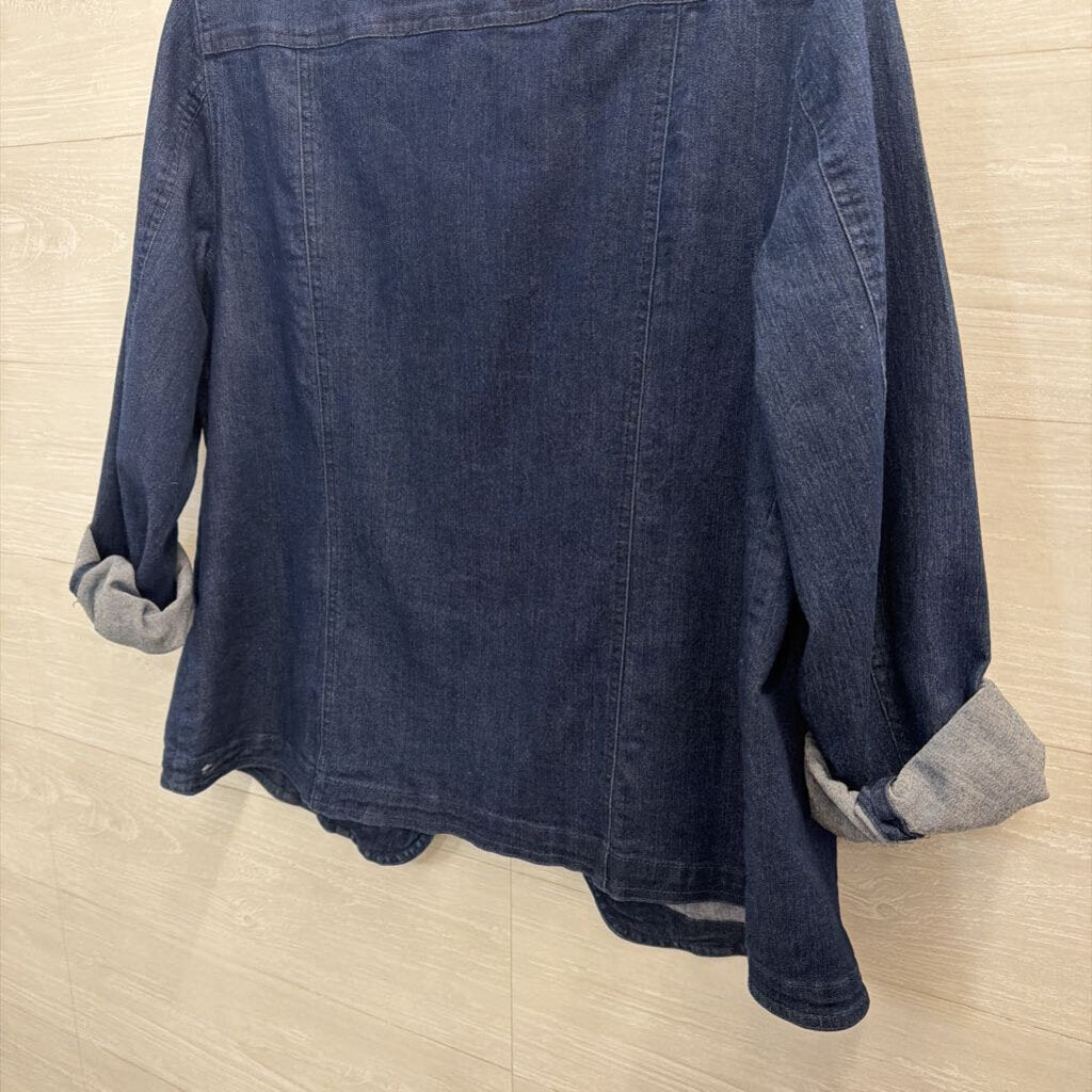 Alfred Dunner Dark Wash Embroidered Denim Jacket 10