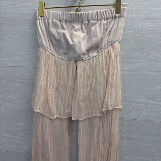 Free People Pink Strapless Split Detail Top Small