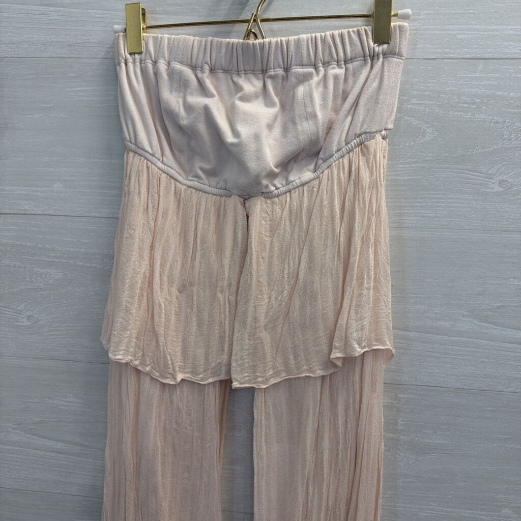 Free People Pink Strapless Split Detail Top Small