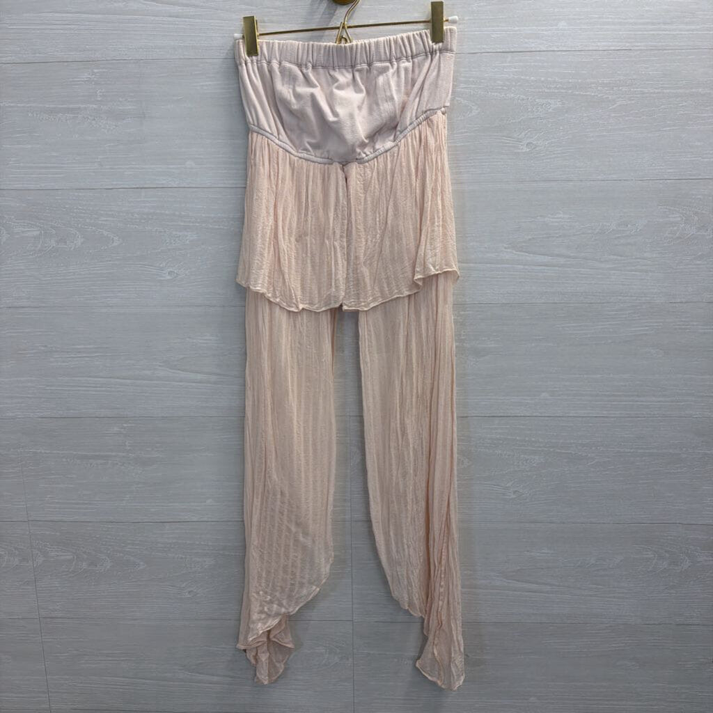 Free People Pink Strapless Split Detail Top Small