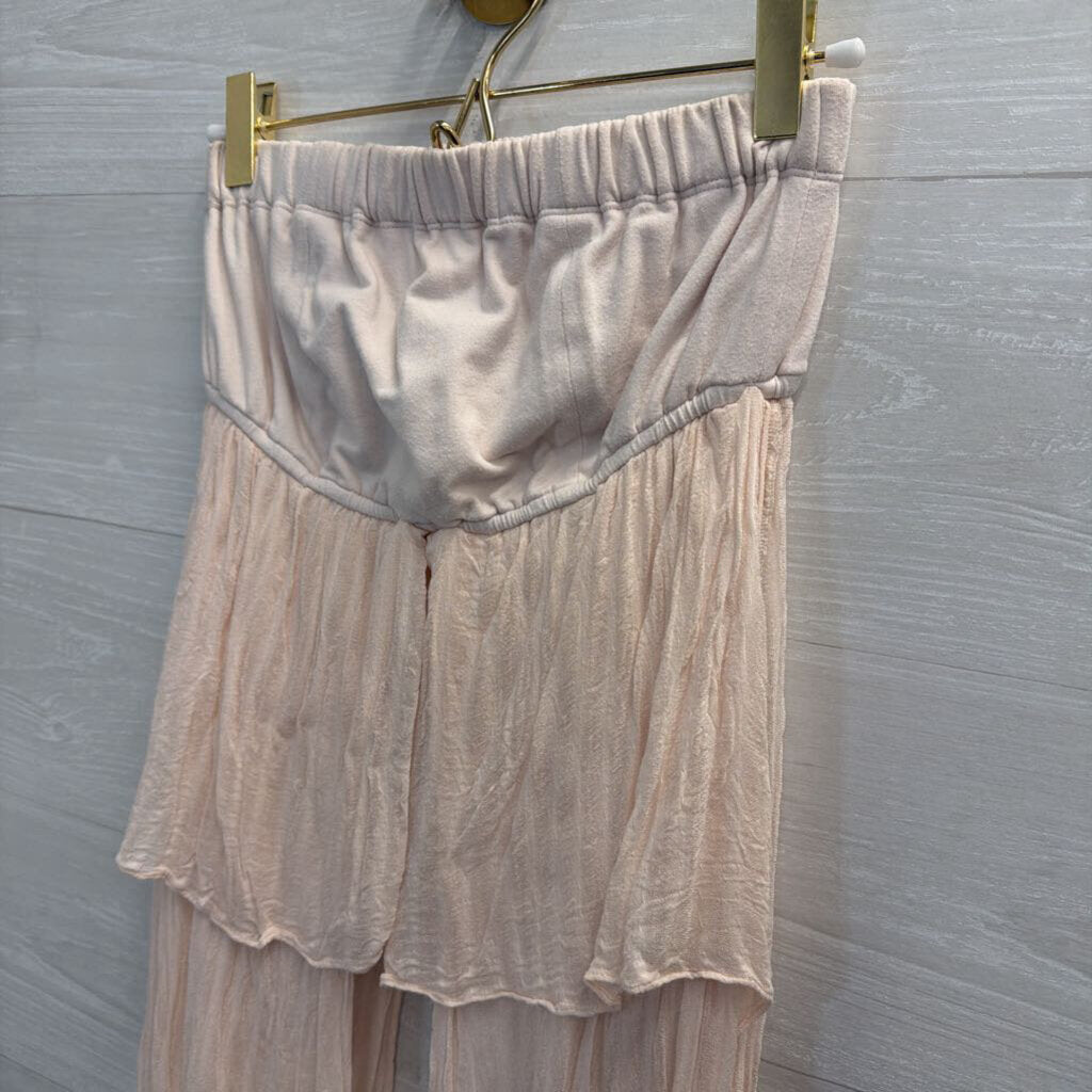 Free People Pink Strapless Split Detail Top Small