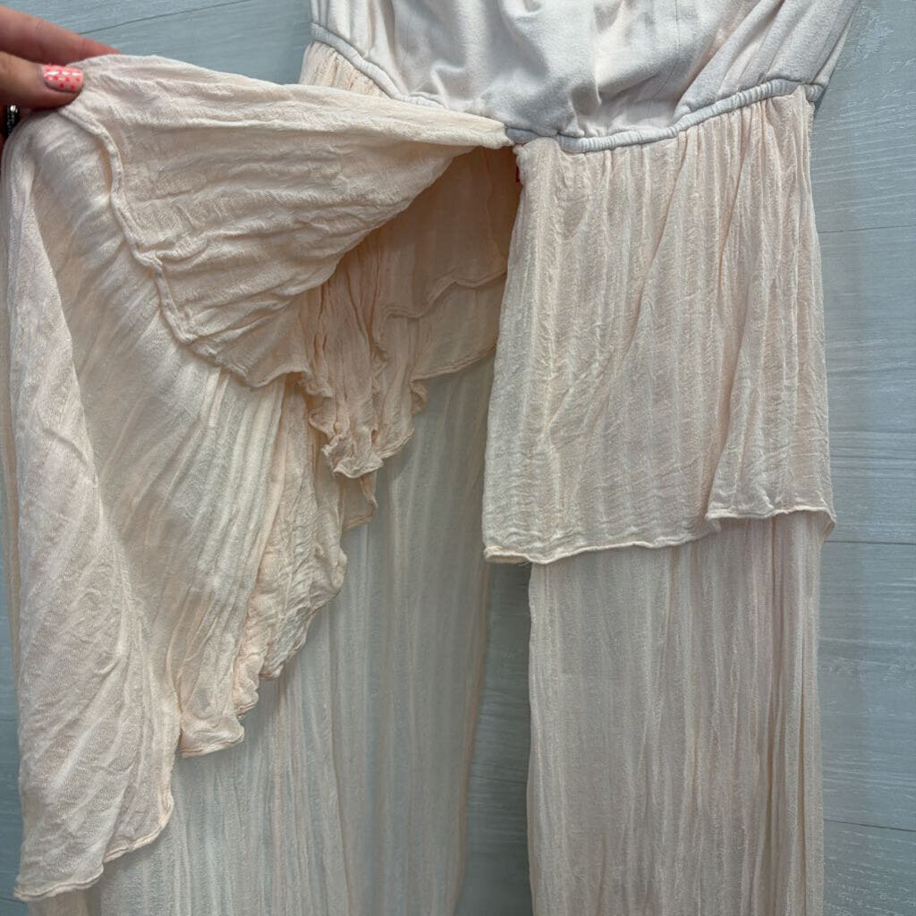 Free People Pink Strapless Split Detail Top Small