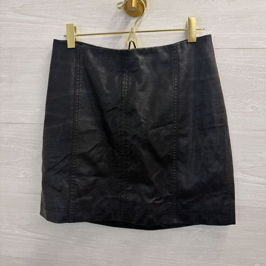 Free People Black Faux Leather Mini Skirt 4
