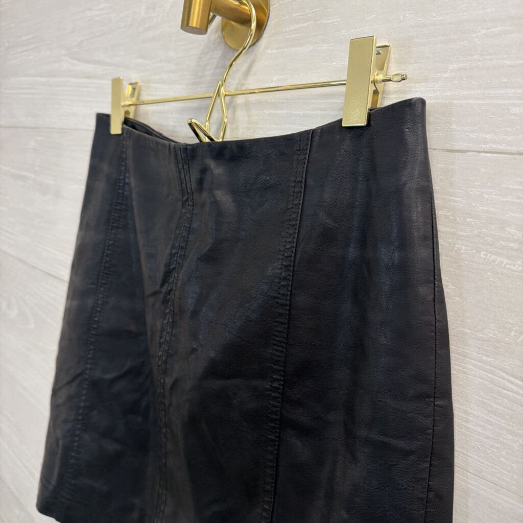 Free People Black Faux Leather Mini Skirt 4