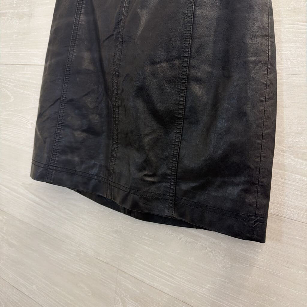 Free People Black Faux Leather Mini Skirt 4
