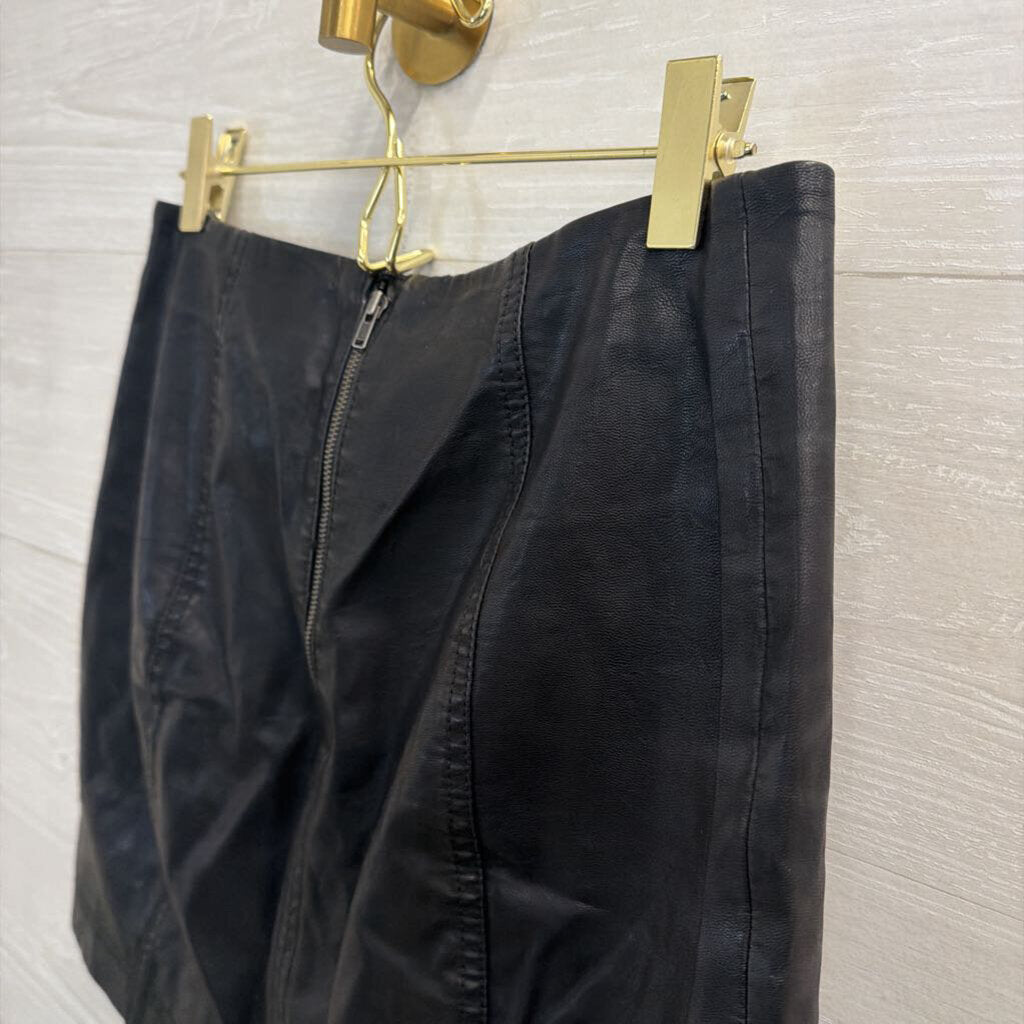Free People Black Faux Leather Mini Skirt 4