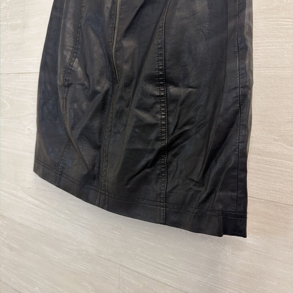 Free People Black Faux Leather Mini Skirt 4