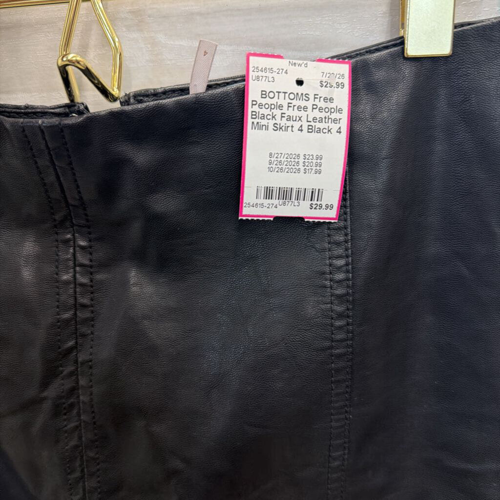 Free People Black Faux Leather Mini Skirt 4