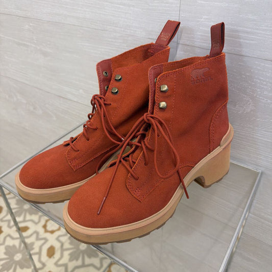 Sorel Burnt Orange Hi Line Heel Lace Boots 8