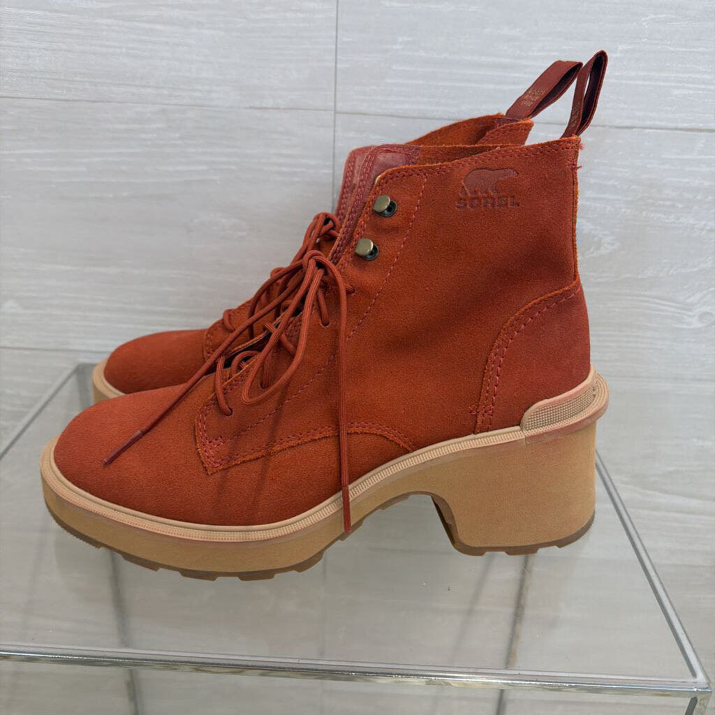 Sorel Burnt Orange Hi Line Heel Lace Boots 8