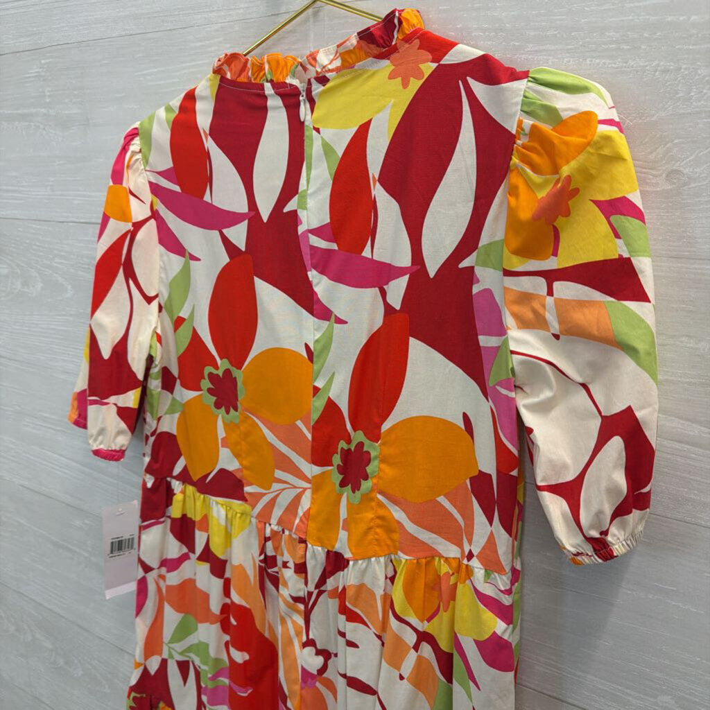 London Times White/ Multi Print Short Puff Sleeve Dress 4