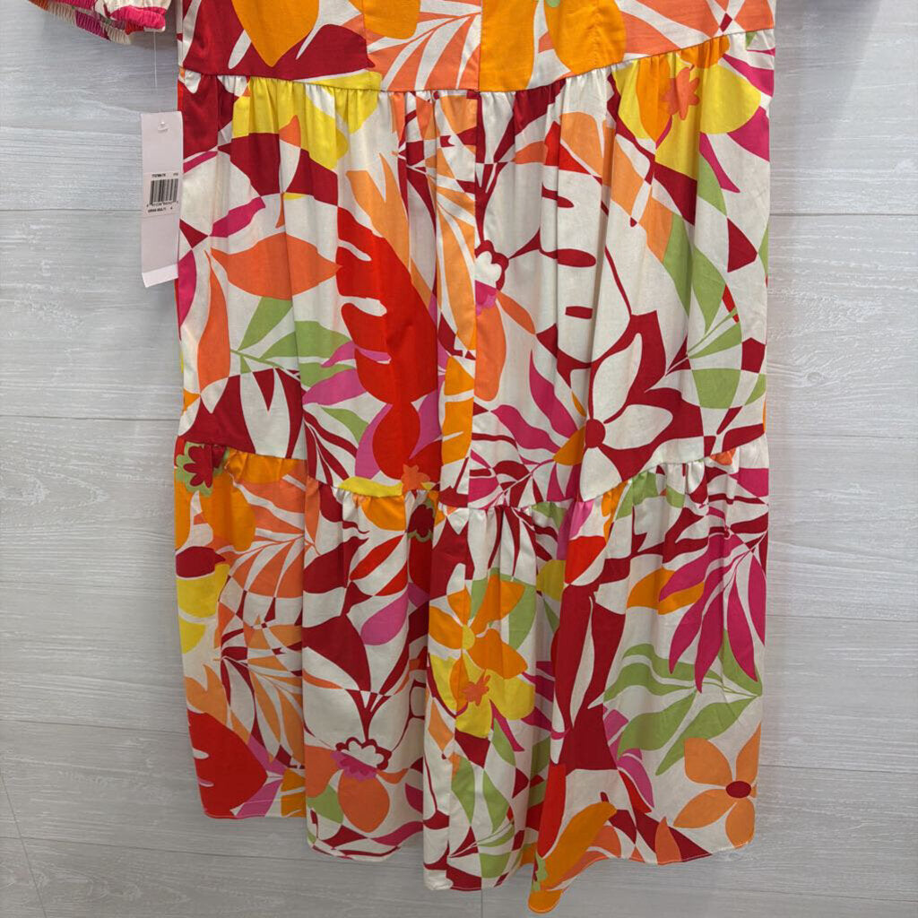 London Times White/ Multi Print Short Puff Sleeve Dress 4