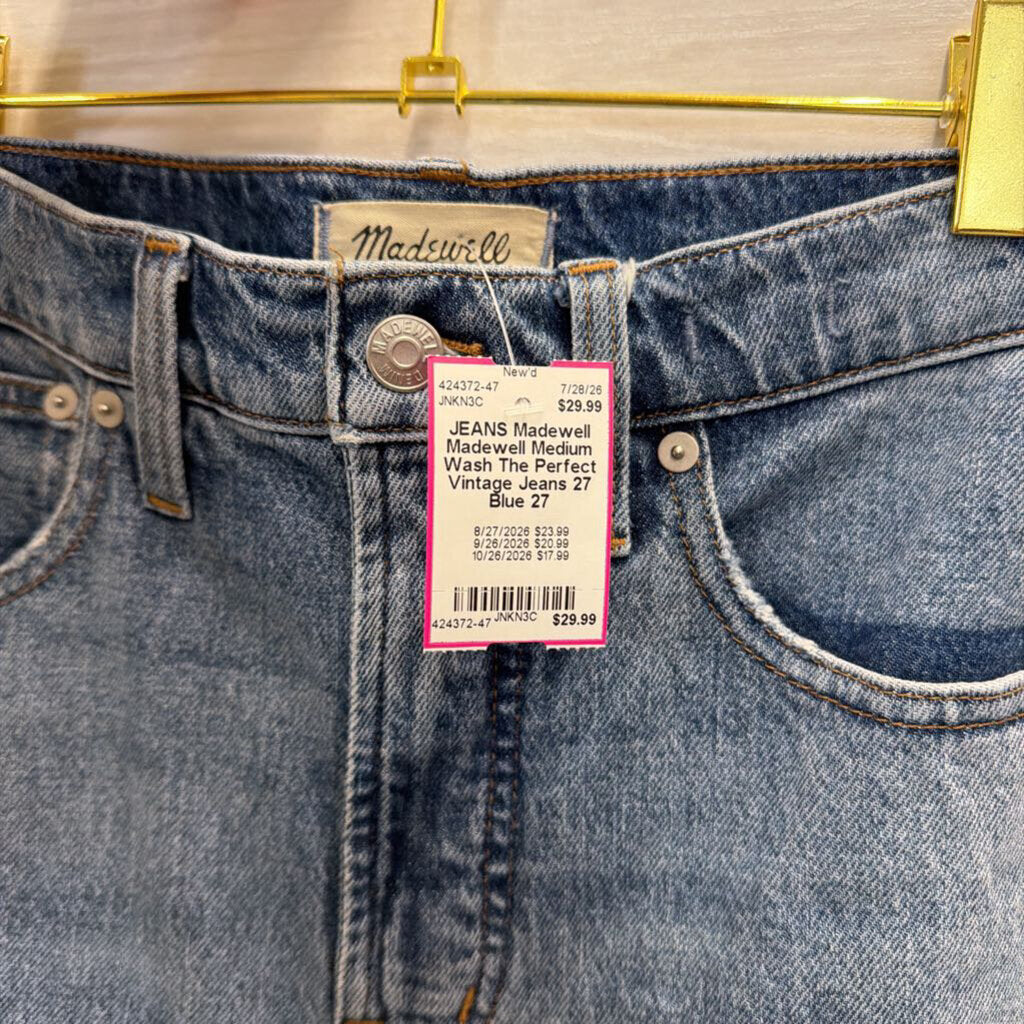 Madewell Medium Wash The Perfect Vintage Jeans 27