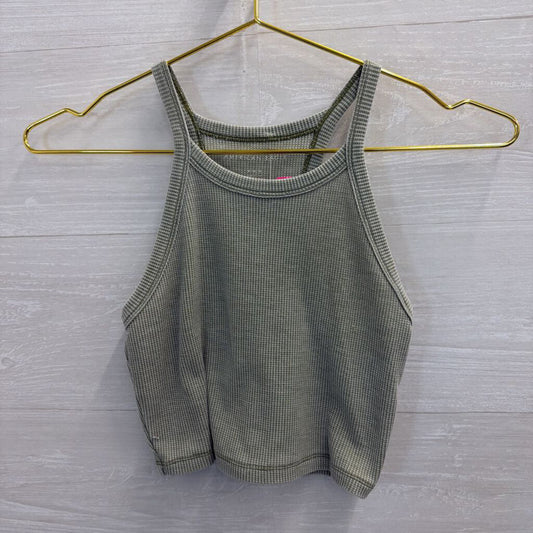 American Eagle Green Cropped Tank Top Medium