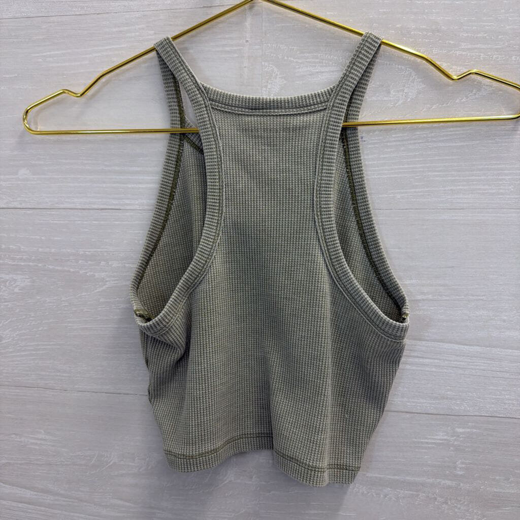 American Eagle Green Cropped Tank Top Medium