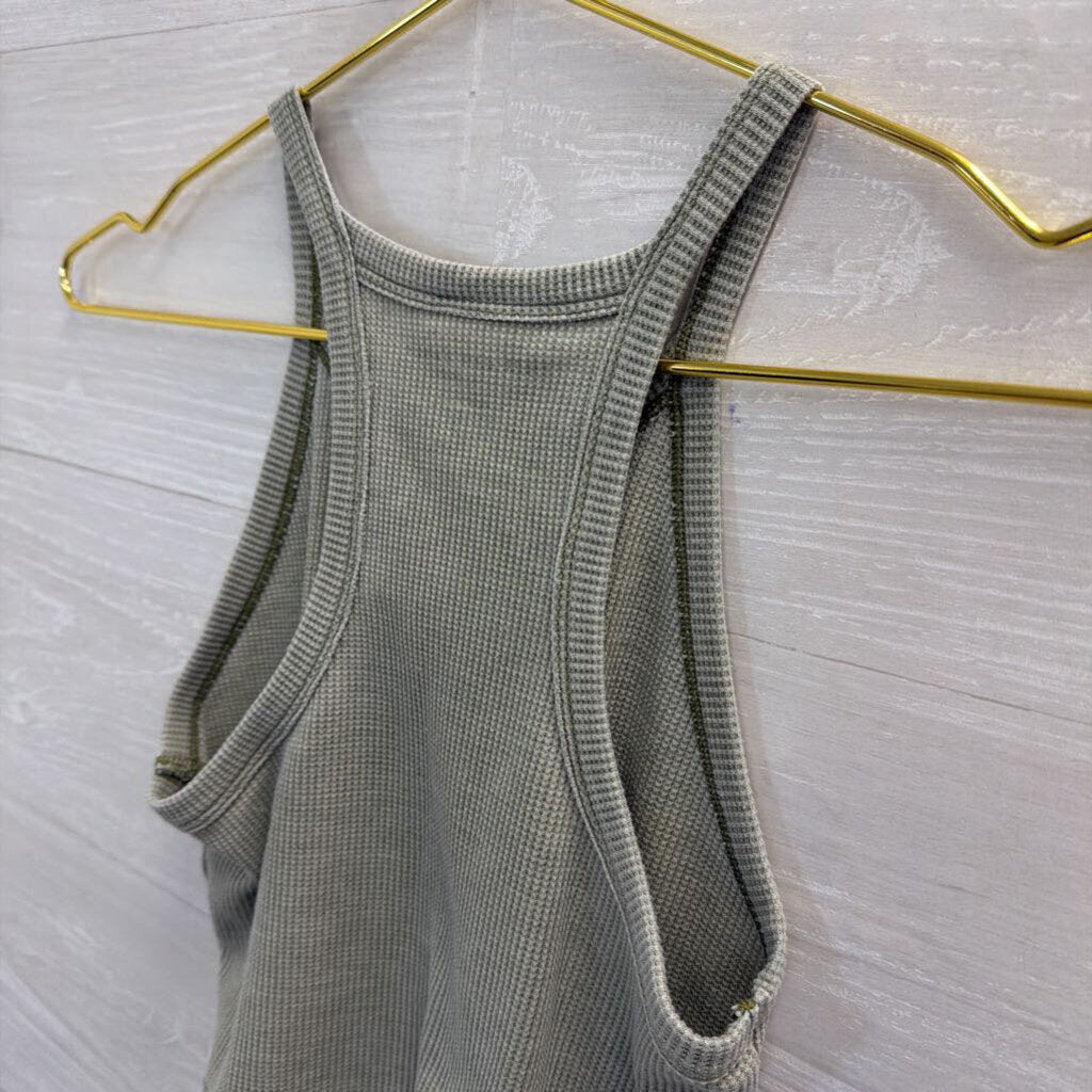 American Eagle Green Cropped Tank Top Medium