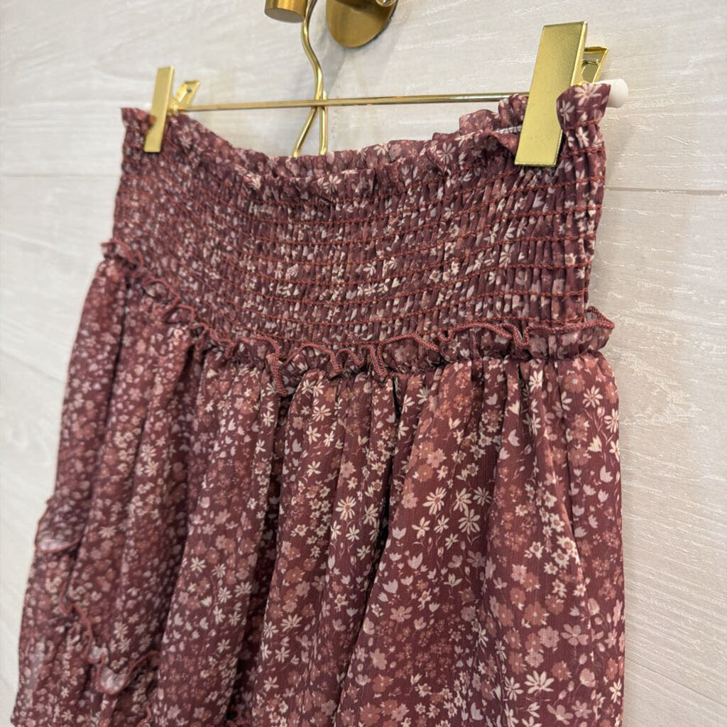 Altar'd State Mauve Floral Print Skirt Large
