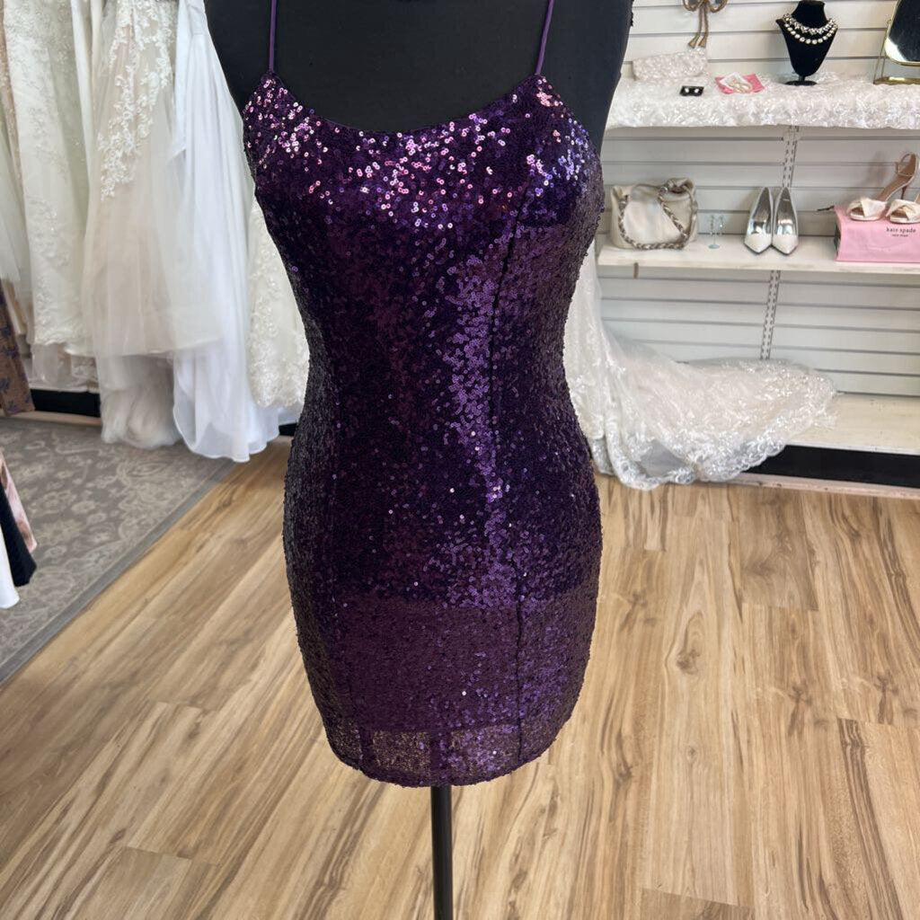 Lulus Purple Sequin Short Formal Dress Small
