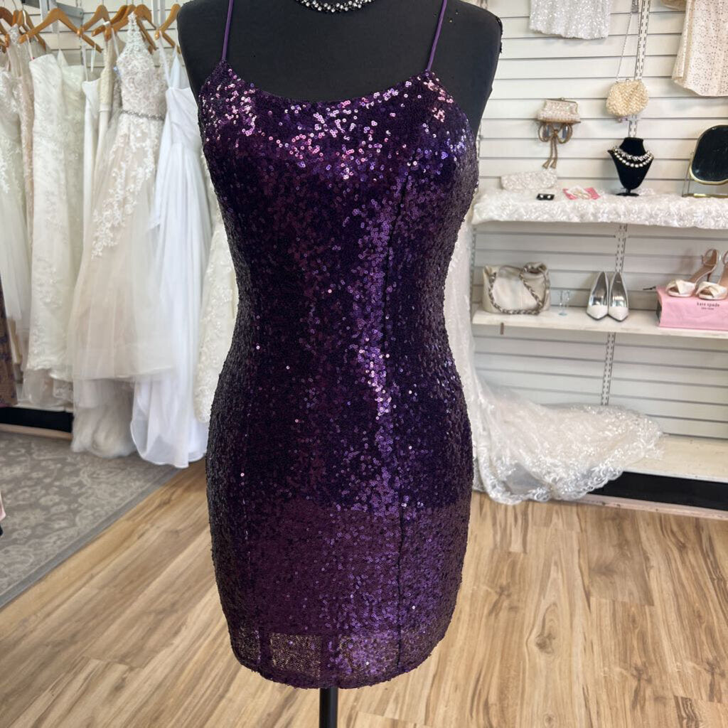Lulus Purple Sequin Short Formal Dress Small