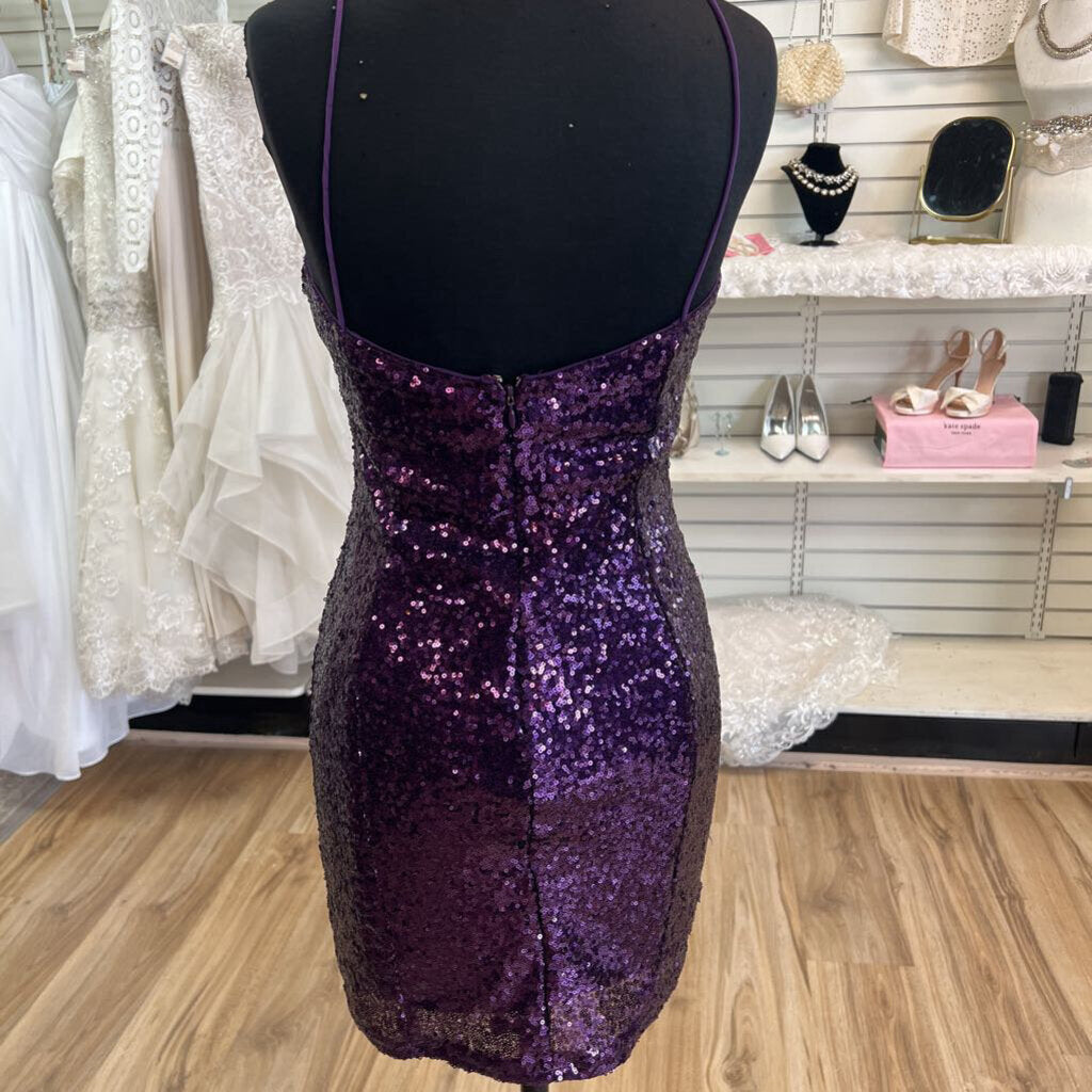 Lulus Purple Sequin Short Formal Dress Small
