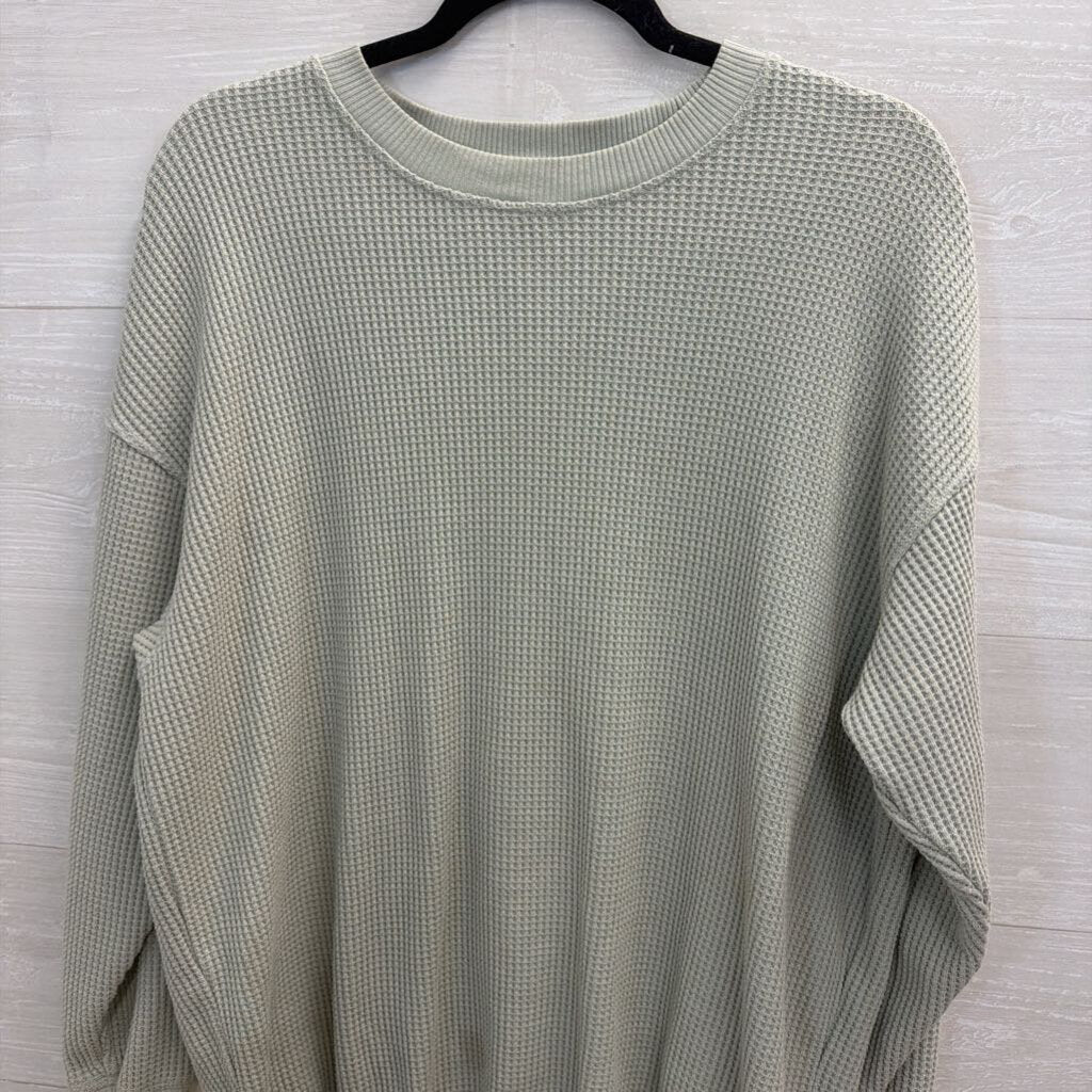 Aerie Light Green Waffle Long Sleeve Extra Small