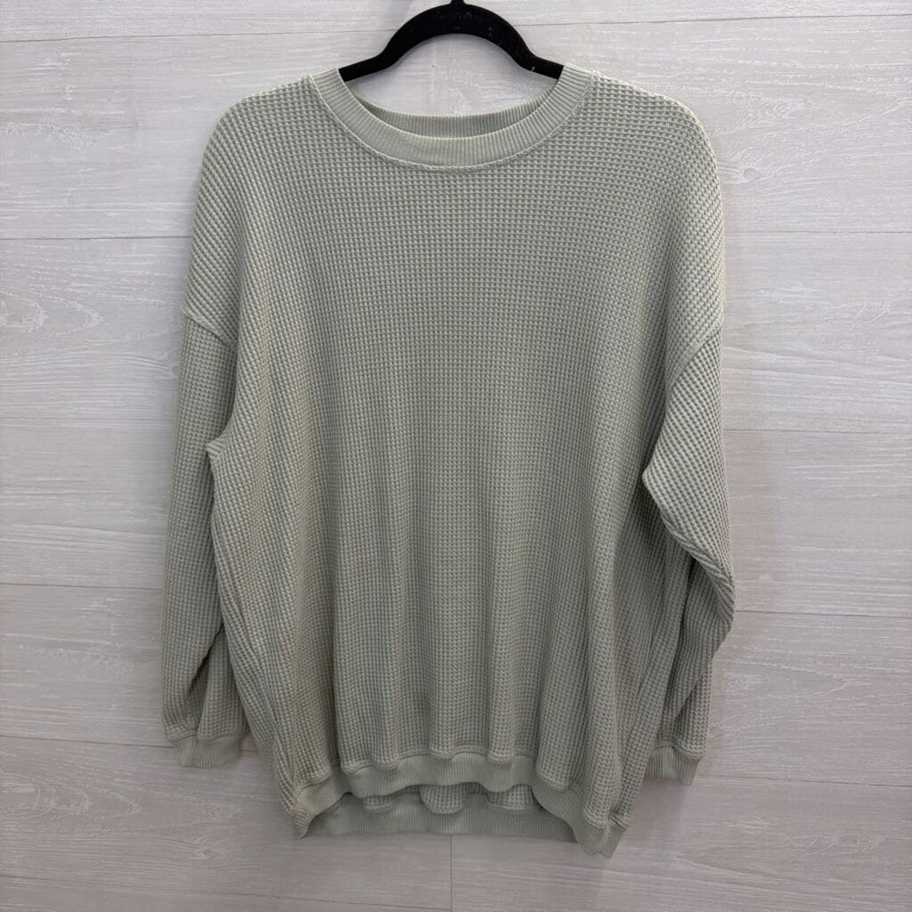 Aerie Light Green Waffle Long Sleeve Extra Small