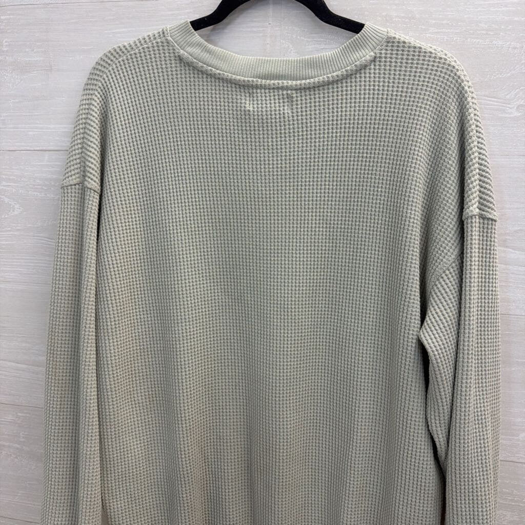 Aerie Light Green Waffle Long Sleeve Extra Small