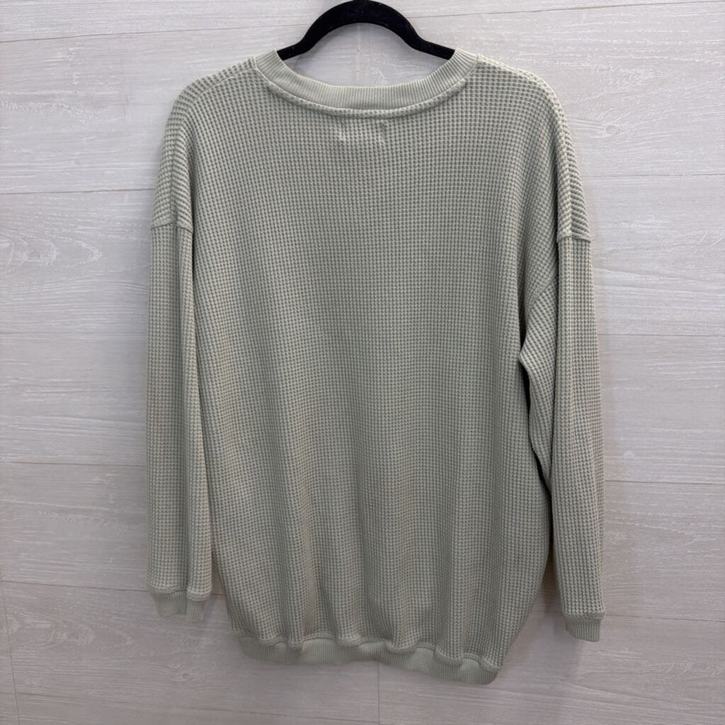 Aerie Light Green Waffle Long Sleeve Extra Small
