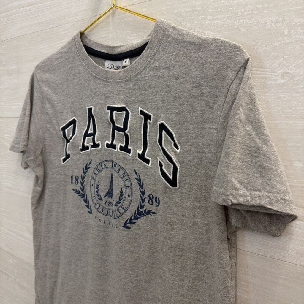 Paris Grey/Navy Graphic Tee Medium
