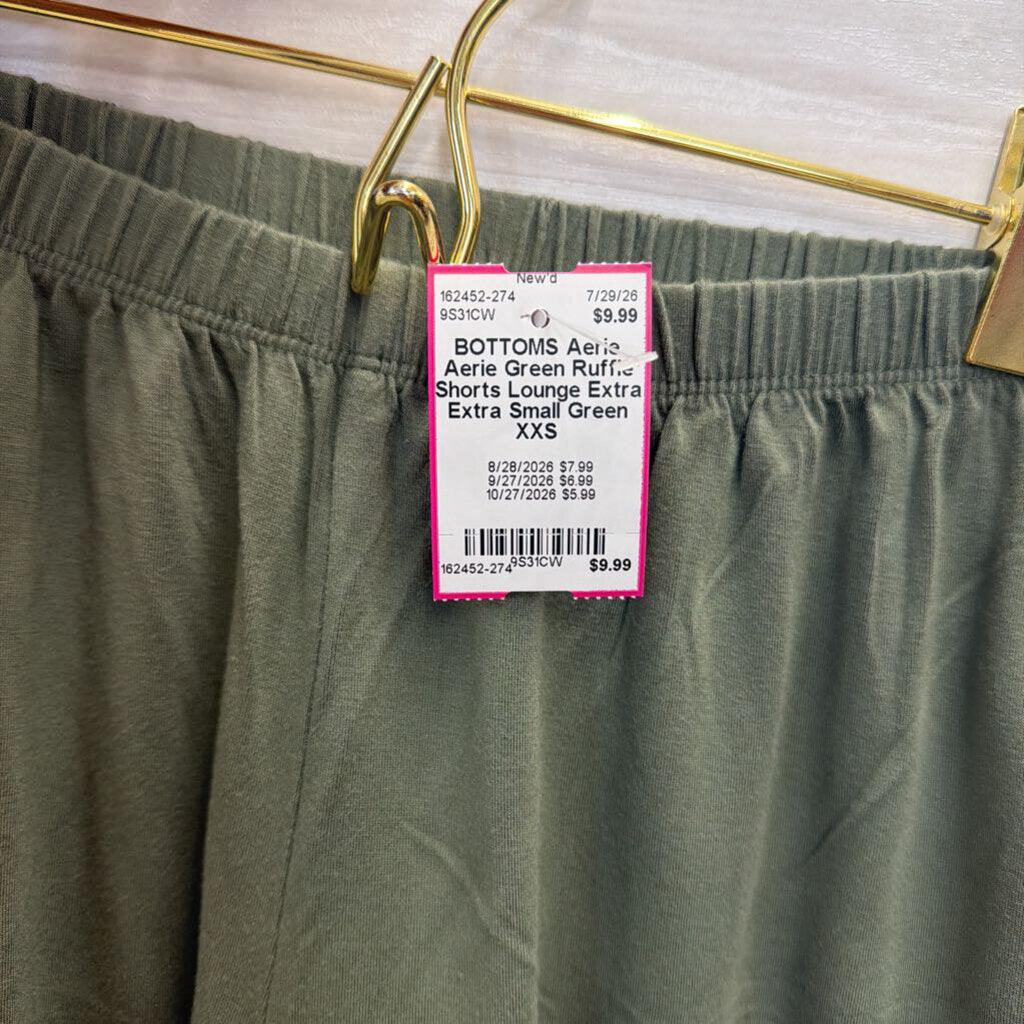 Aerie Green Ruffle Shorts Lounge Extra Extra Small