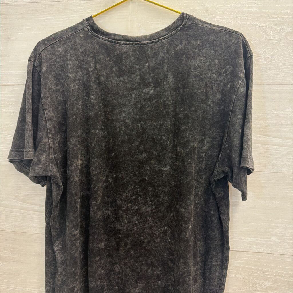 Dark Grey Graphic Tee with Leopard Small