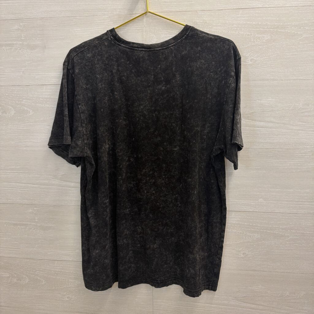 Dark Grey Graphic Tee with Leopard Small