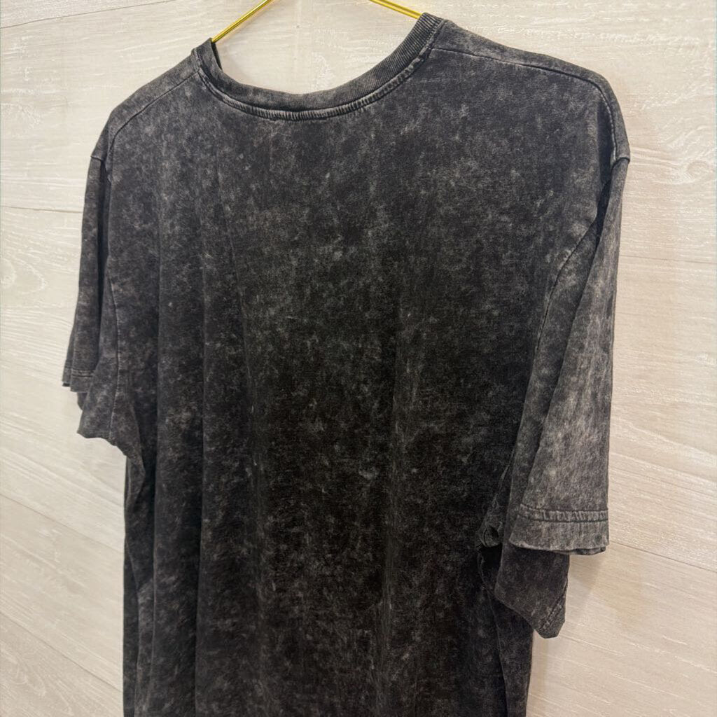 Dark Grey Graphic Tee with Leopard Small
