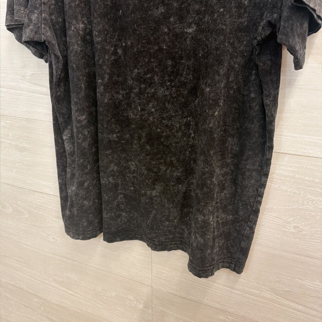 Dark Grey Graphic Tee with Leopard Small