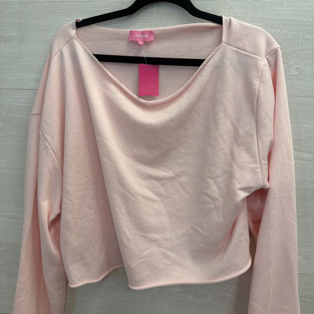 Edikted Light Pink Cropped Top Large Long Sleeve