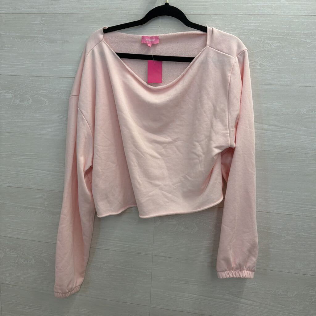Edikted Light Pink Cropped Top Large Long Sleeve